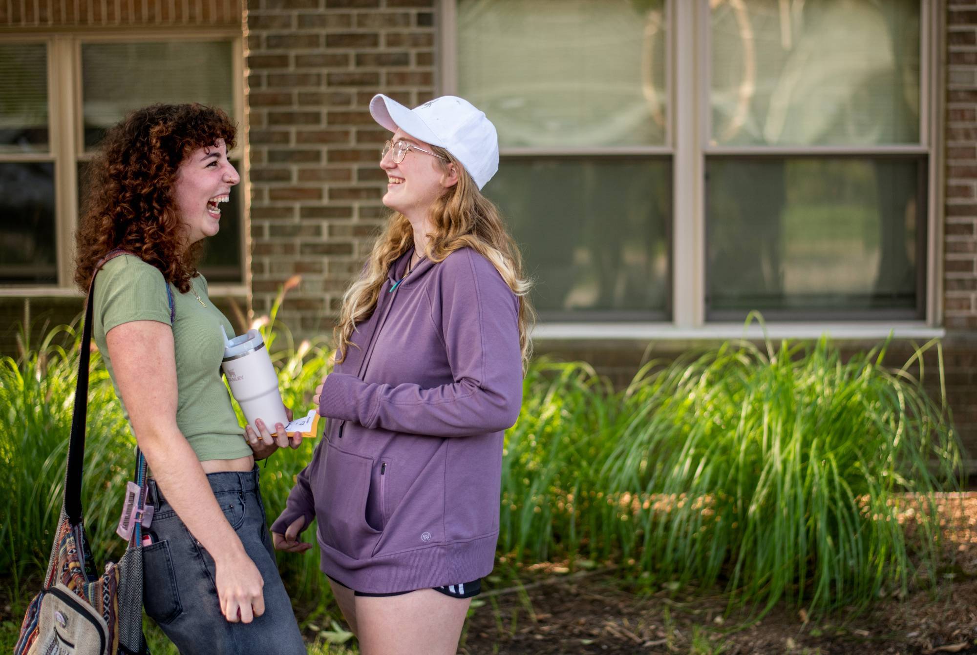 two students laughing